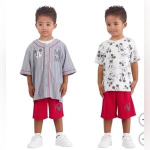 Disney‎ Mickey Mouse 3 Piece Set Tee, Baseball Jersey, Shorts NWT 4T